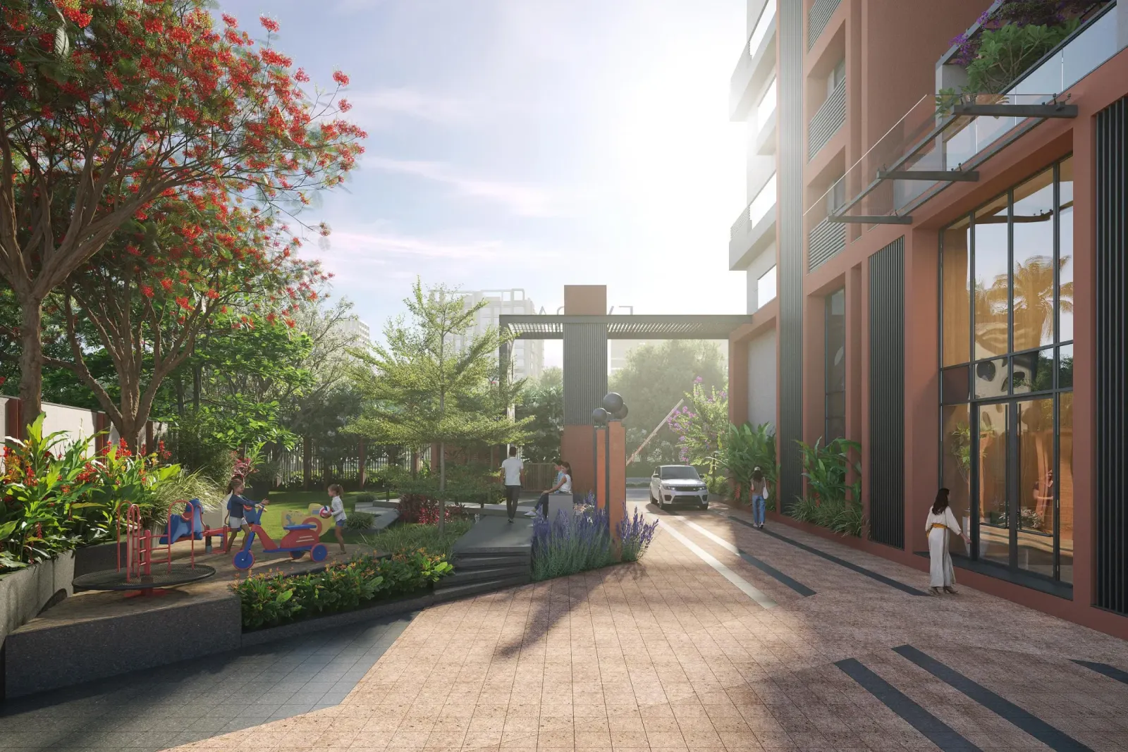 Elegant arrival court and grand entrance